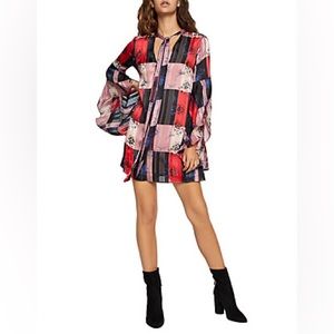 BCBGeneration Red and Black Bishop Sleeve Dress for a Night Out